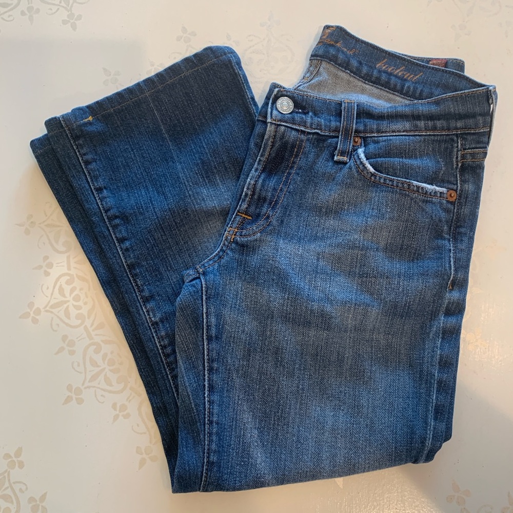 7 FOR ALL MANKIND Classic Blue Denim Cropped Jeans